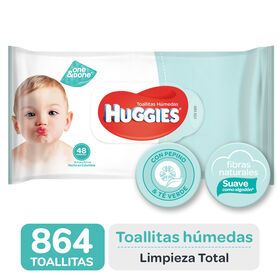 18 Packs TOALLITAS HUMEDAS HUGGIES LIMPIEZA TOTAL x48