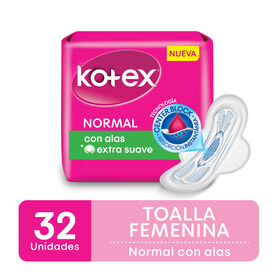 Toallitas Femeninas Kotex Normal Con Alas 32 Un
